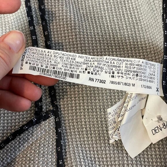 ZARA Woman One Gold Button Waffle Knit Blazer Jacket Grey M Single Breast Kate - Picture 7 of 15